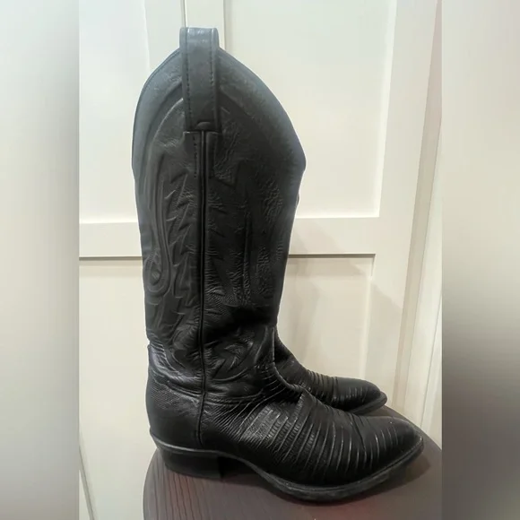Exotic Black Lizard Cowboy Boots display picture 3
